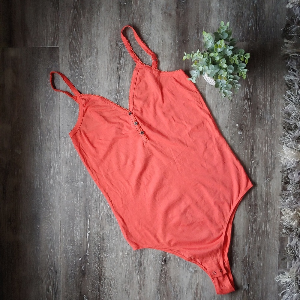 NWOT Orange Bodysuit with buttons